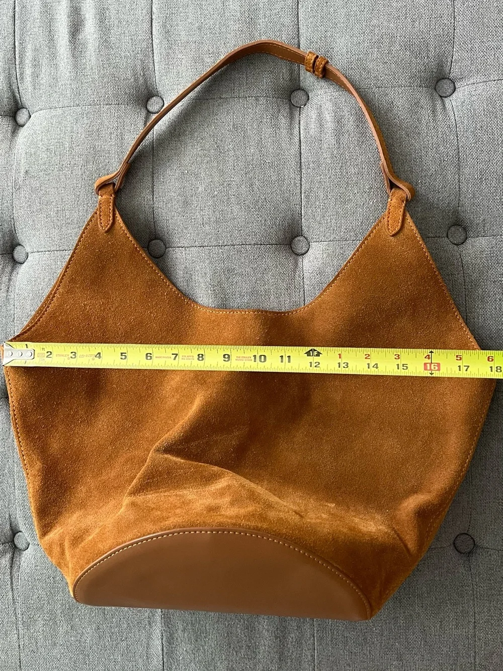 Suede Hobo Shoulder Bag in Chestnut Brown Made in Italy